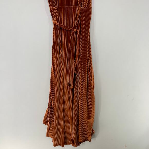 Baltic Born Women Andi Dress M Brown Burnt Orange Velvet Ribbed Wrap - Picture 8 of 10